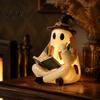 Decoratieve Geest voor Vensterbank Verlichte Vintage Patchwork Geest, Lezende Boek Beeldje, Halloween Lamp Decoratie, Gepersonaliseerde Cadeau Ideeën Schattige Herfst Nacht