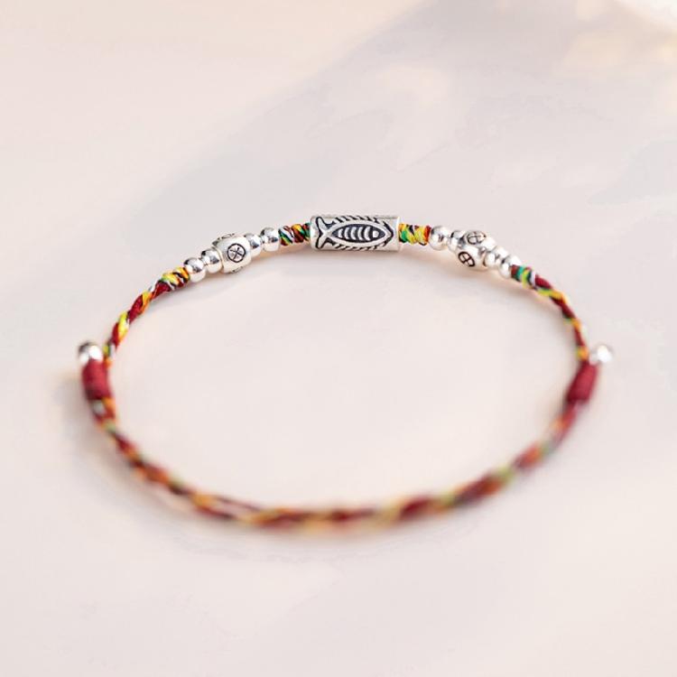 Kois Fish Pendant Bracelet Colorful Cord Handchain Adjustable Handwoven Bangles