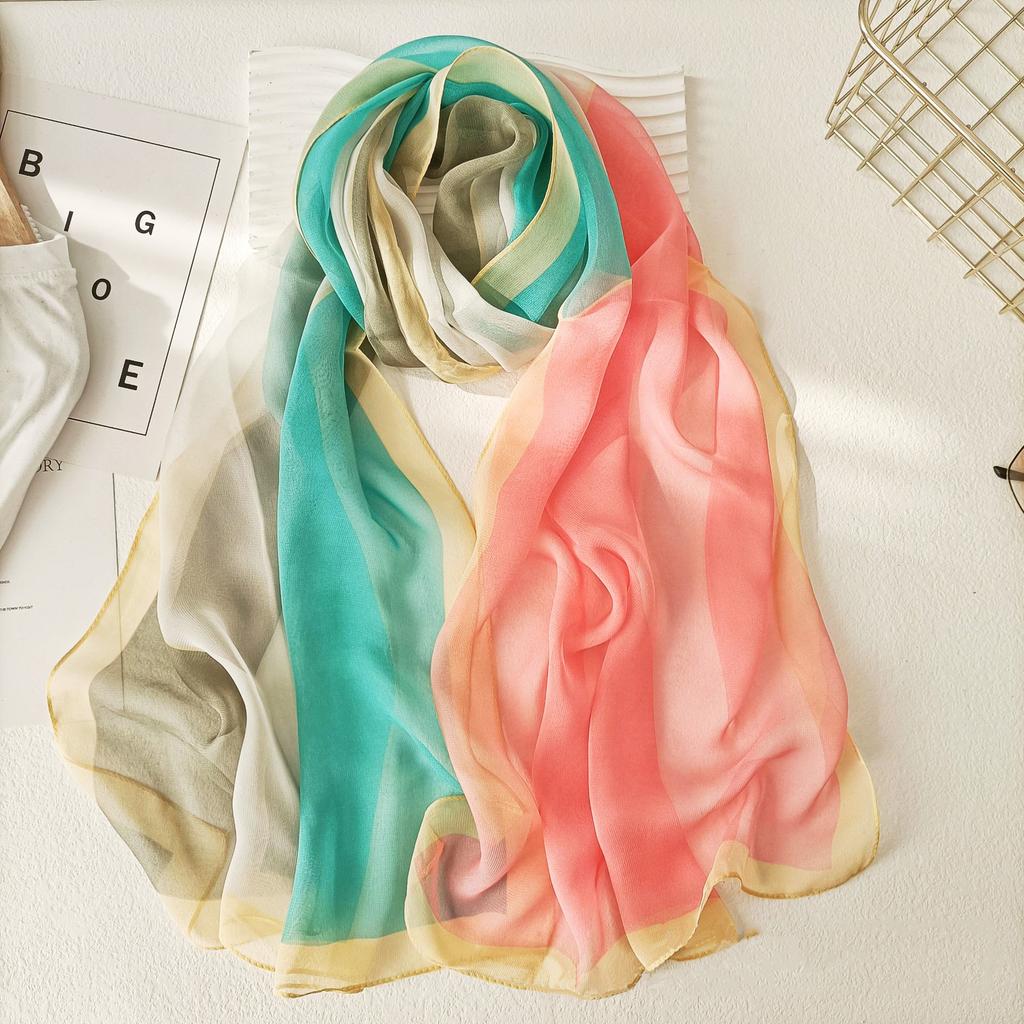 160*50Cm Long Wraps Beach Sunscreen Scarves Silky Georgette Thin Soft Chiffon For Women Gradient Printing Scarf Shawls Hijab