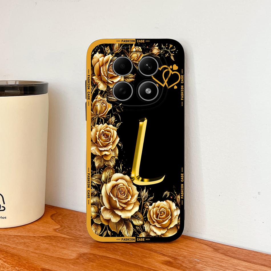 Case For Poco M8 Pro / Poco M5 M5S Fashion Rose Letters Soft Liquid Silicone Phone Shell For Poco M 8 M 5 Lightweight Funda