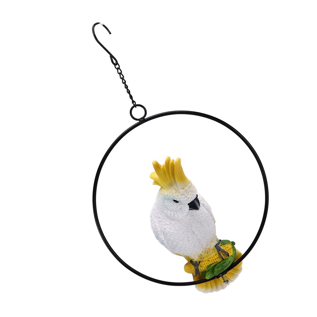 Iron Ring Parrots Decor Bright Texture Waterproof Iron Ring Parrots Resin Pendant Crafts