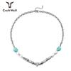 European and American Hip-Hop Pearl Leopard Skull Necklace, Spliced Design with Titanium and Stainless Steel