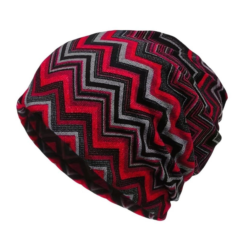 Contrasting Colors Pullover Hat Plaid Print Casual Hedging Cap Autumn and Winter