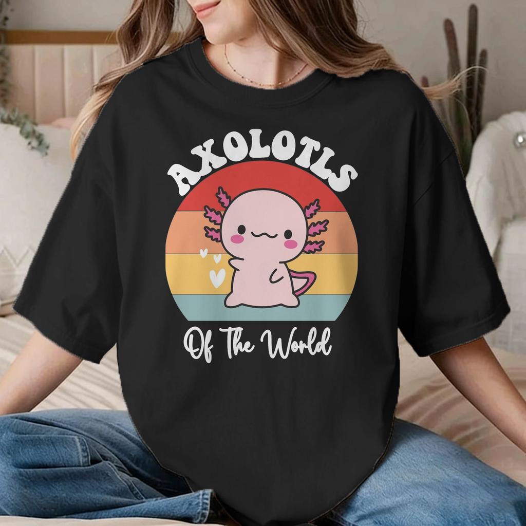 I Axolotl Questions for Unisex Unisex T Shirts Cute Axolotls Vintage Tees Round Neck TShirts 100 Cotton Printed Clothing