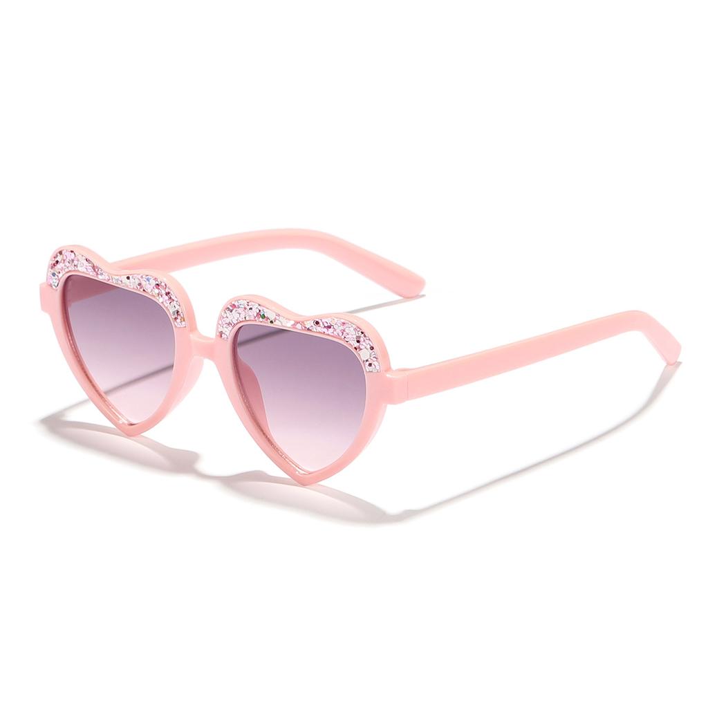 Stylish Kids Glitter Heart-Shaped UV400 Sunglasses for Outdoor, Baby Fashion Photo Cute Toddler Sun Glasses Accessorie