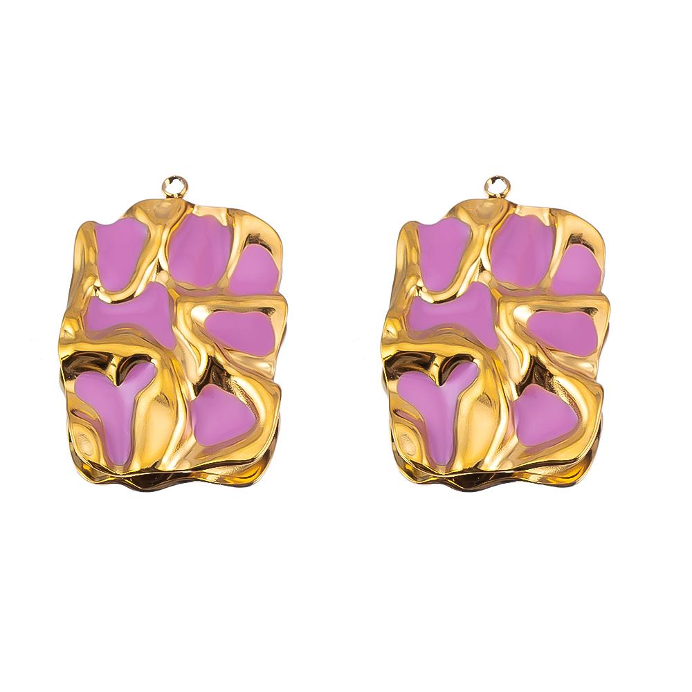 5pcs 2pcs Stainless Steel Wrinkle Rectangle Vintage Enamel Colorful Charm Pendants DIY Earrings Necklace Jewelry Making Supplies
