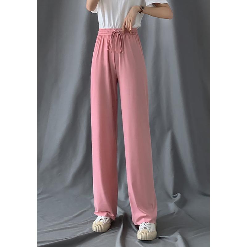 Breathable drawstring wide-leg pants summer high waist drape cool floor mopping straight pants casual thin loose sunscreen pants