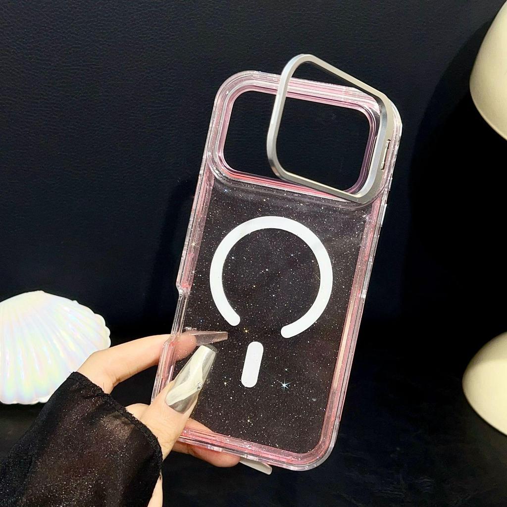 Magnetic Glitter Lens Holder Case for Apple iPhone 14/15Pro/16/17Promax