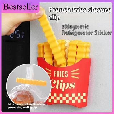 12er-Pack Magnetische Pommes-Clips Kunststoffhalter Platzsparend Kühlschrankaufbewahrung für Beutel Lebensmittelversiegelung Niedliche Langlebige Organizer Neuheit