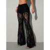 Pantaloni Lunghi da Donna in Pizzo Trasparente a Zampa Slim Fit