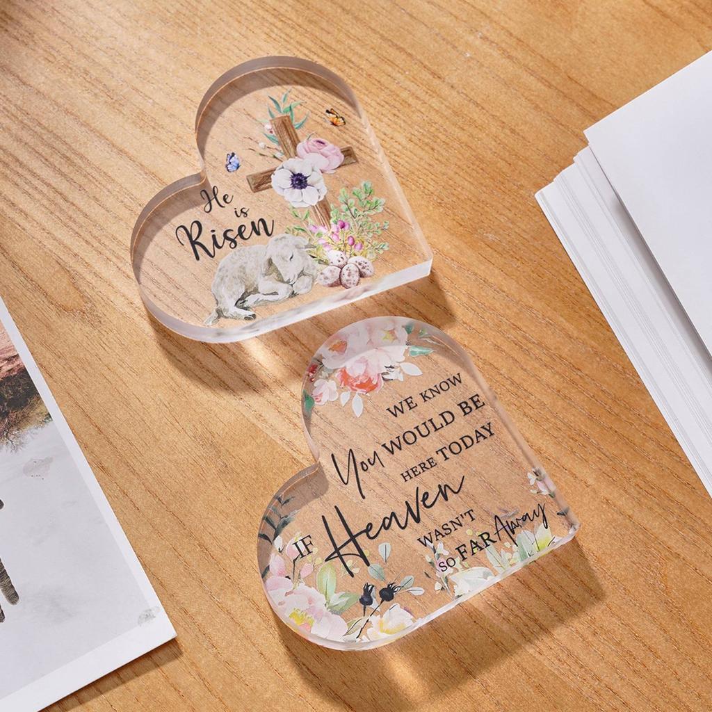 Heart Shaped Acrylic Plaque Colorfast Resistant Acrylic Heart Keepsake Transparent Memorial Block Brilliant Printing