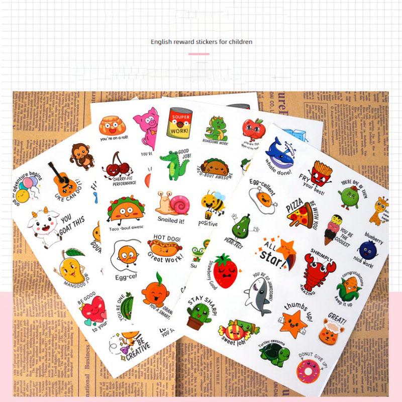 80Pcs Cute Animal Fruit Stickers Fun Encouragement Reward Stickers Teachers, Children Party Favors Scrapbook Decoration Waterproof Vinyl