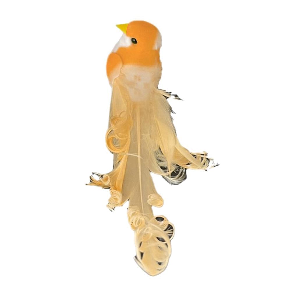 Long Tail Simulation Bird Six Colors Curly Feather Curly Bird Garden Backyard Foam Material Bird Figurines Home Garden