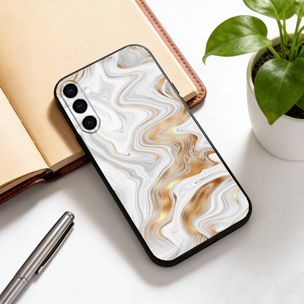 Fashion Geometric Marble Phone Case For Samsung Galaxy A73,A72,A71,A70,A53,A52,A51,Soft Silicone Black Cover