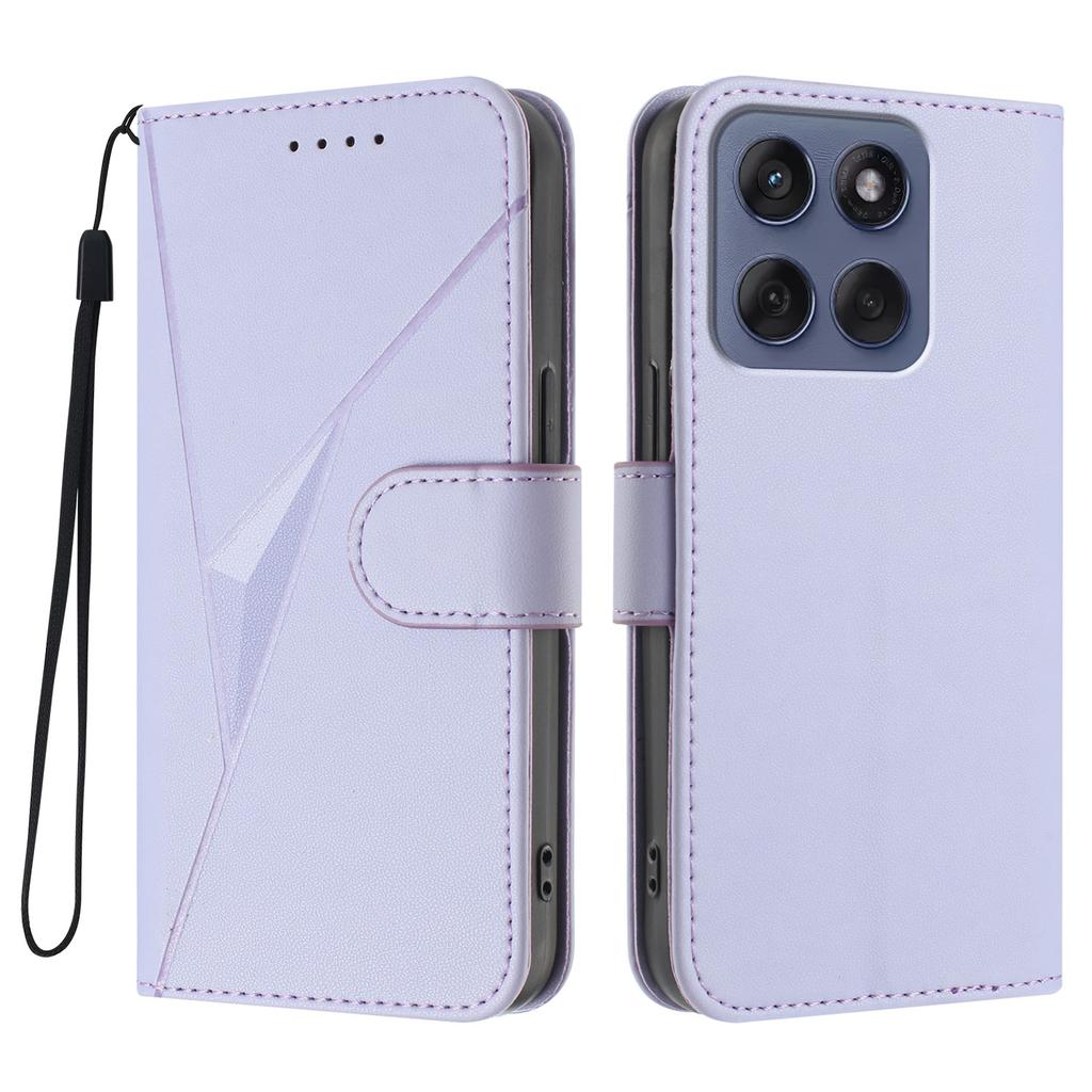 For Motorola Edge (2025) 5G/Edge 60 5G/60 Fusion 5G Case Triangle Imprint Leather Phone Cover with Lanyard