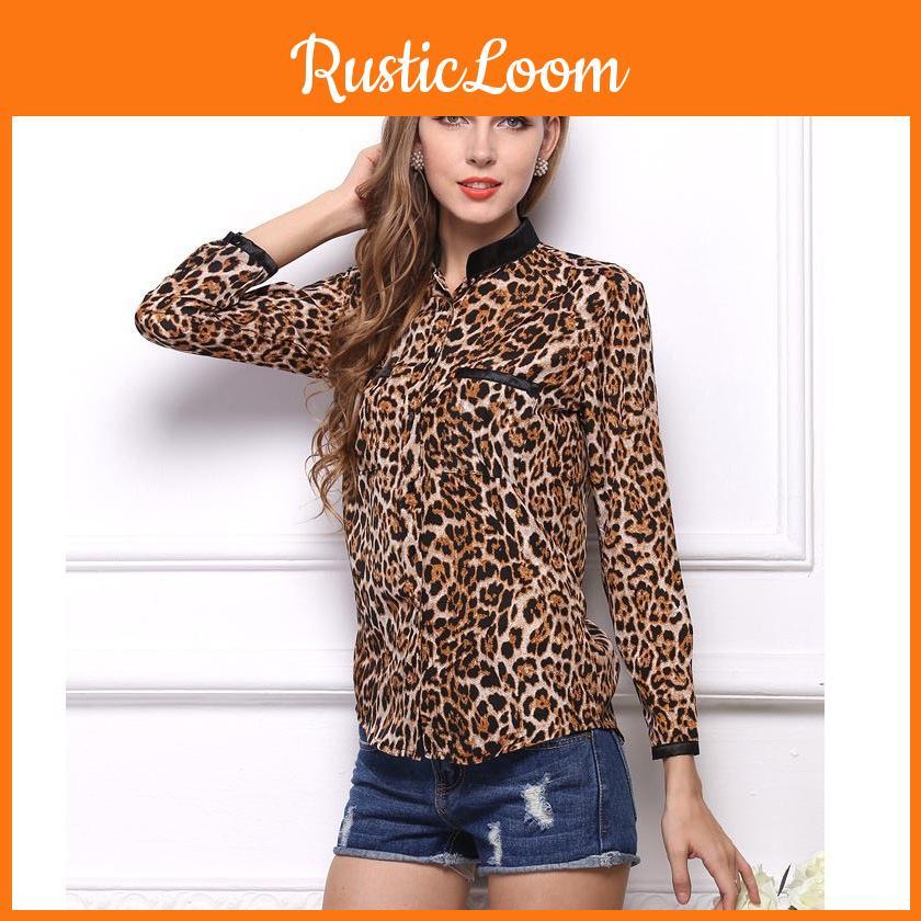 Wonderful New Women Leopard Print Chiffon Long Sleeve Slim Casual Blouse For Elegant Style