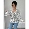 A Fresh and Sweet Autumn Style, High-waisted Printed and Youthful Floral Shirt Top for Women In Autumn and Winter