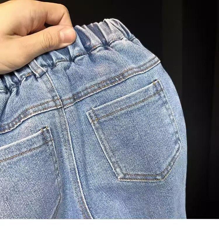 Modische Perlen-Schlagjeans für Mädchen 2025 - Elastische Frühjahrs-/Herbsthosen
