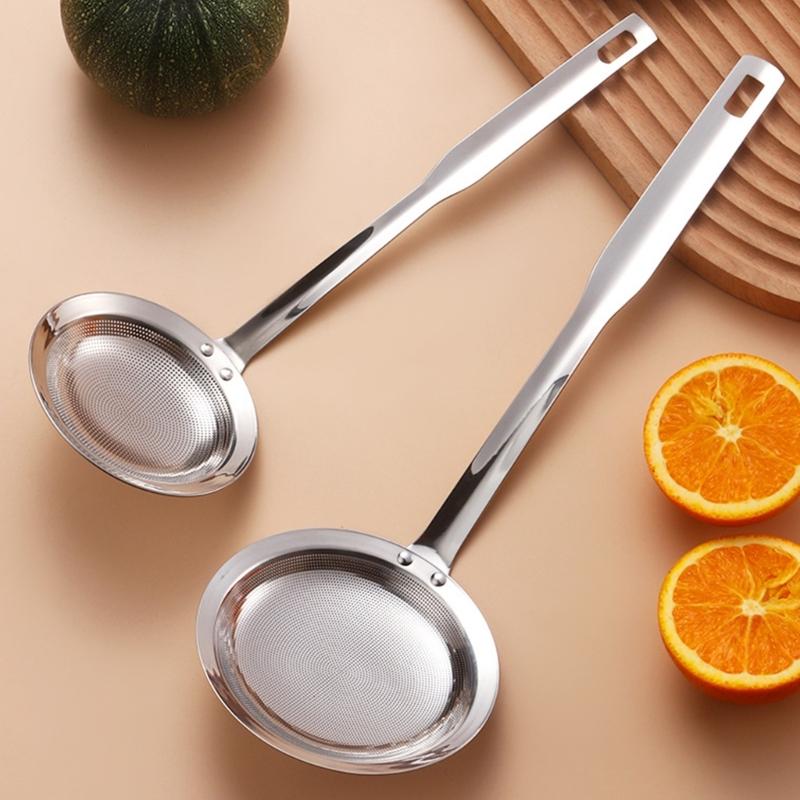 304 Stainless Steel Fine Mesh Strainer Flour Sieve Spoon Colander with Ergonomic Handle for Poached Eggs and Noodles