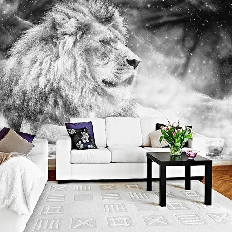 3d Black And White Lion Wall Mural Living Room Tv Sofa Bedroom Wallpaper Home Decor