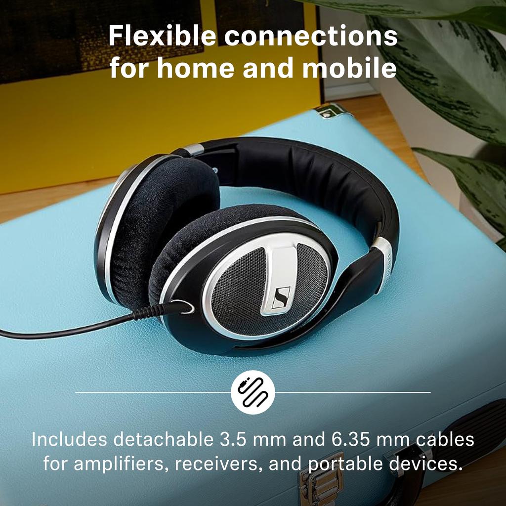 Sennheiser HD 599 SE Studio Premium Natural and Balanced Sound Comfortable Suitable for and Black Open-Back Headphones, Wired, Design, Quality, Fit,