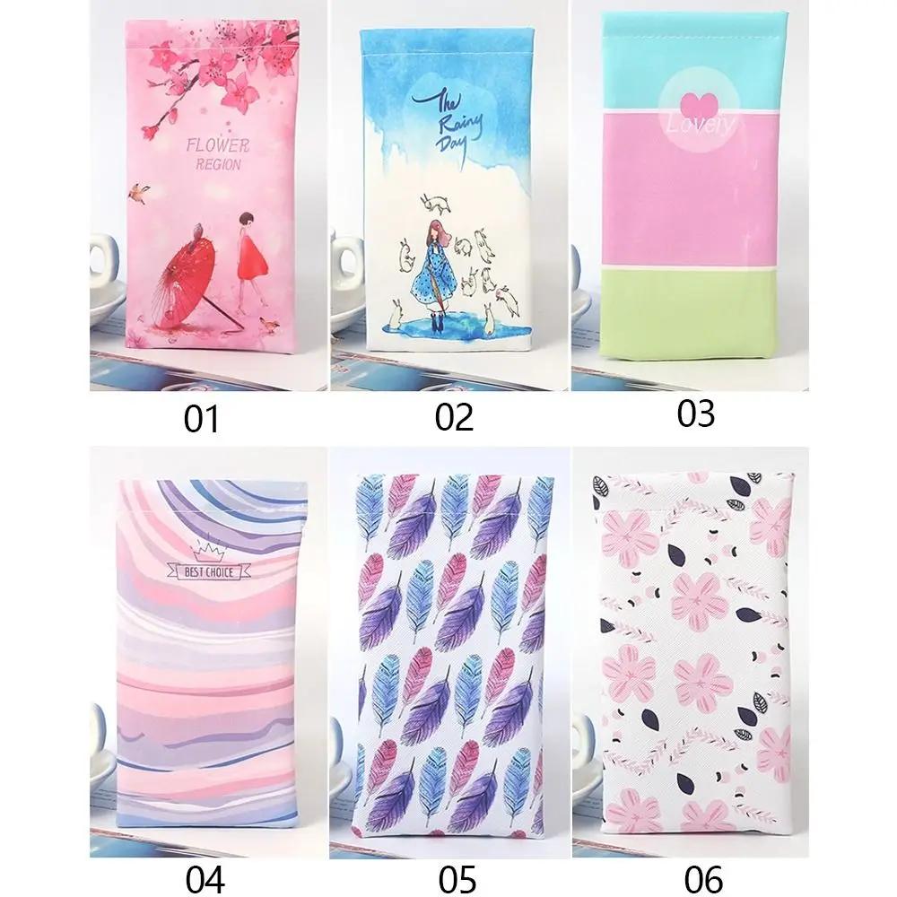 Tragbare PU-Leder Brillen Tasche Floral Print Weiche Aufbewahrungsbeutel Anti-Druck Sonnenbrillen Box Damen