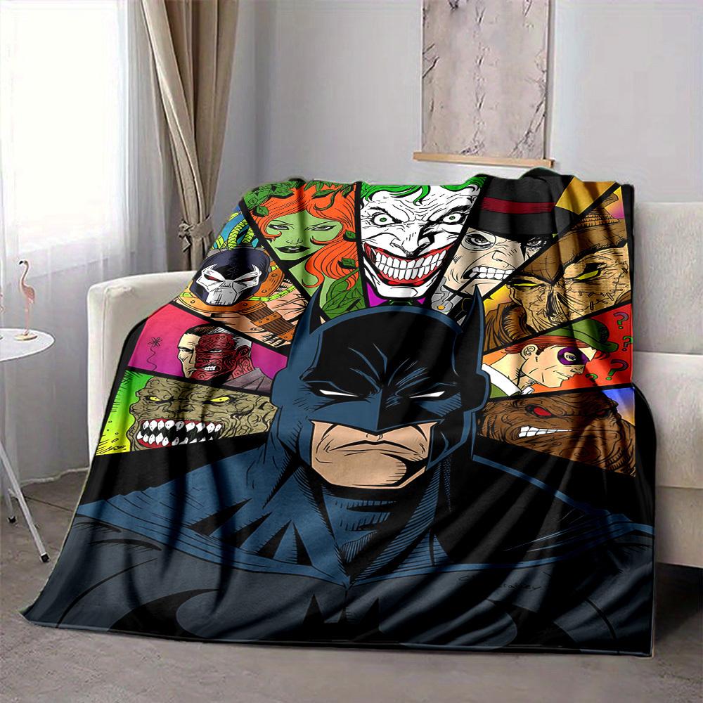 1pc Batman Flannel Throw Blanket Lightweight Soft Warm All Season Blanket for Sofa, Bed, Travel, Camping L1024184