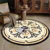 European Luxury Decorative Home Carpet Round Bedside Rugs for Bedroom Soft Carpets for Living Room Marble Pattern Non-slip Mats