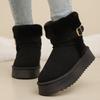 Fashion Ankle Strap Detor Snow Boots for Women Winter Chic Faux Suede Platform Snow Boots Woman Non Slip Warm Plush Booties Mujer