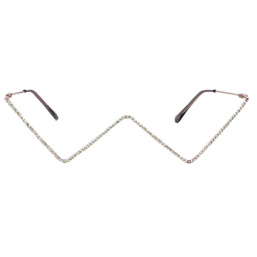 Eyewear Decoration Gold Fake Glasses Glasses Frame Triangle Glasses Frame Rhinestones Glasses Frame