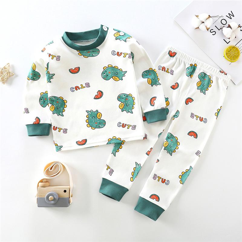 100% Cotton Kids Underwear Set Long Sleeve Thermal Pajamas for Boys & Girls Baby Loungewear Fall/Spring Sleepwear (2-8Y)