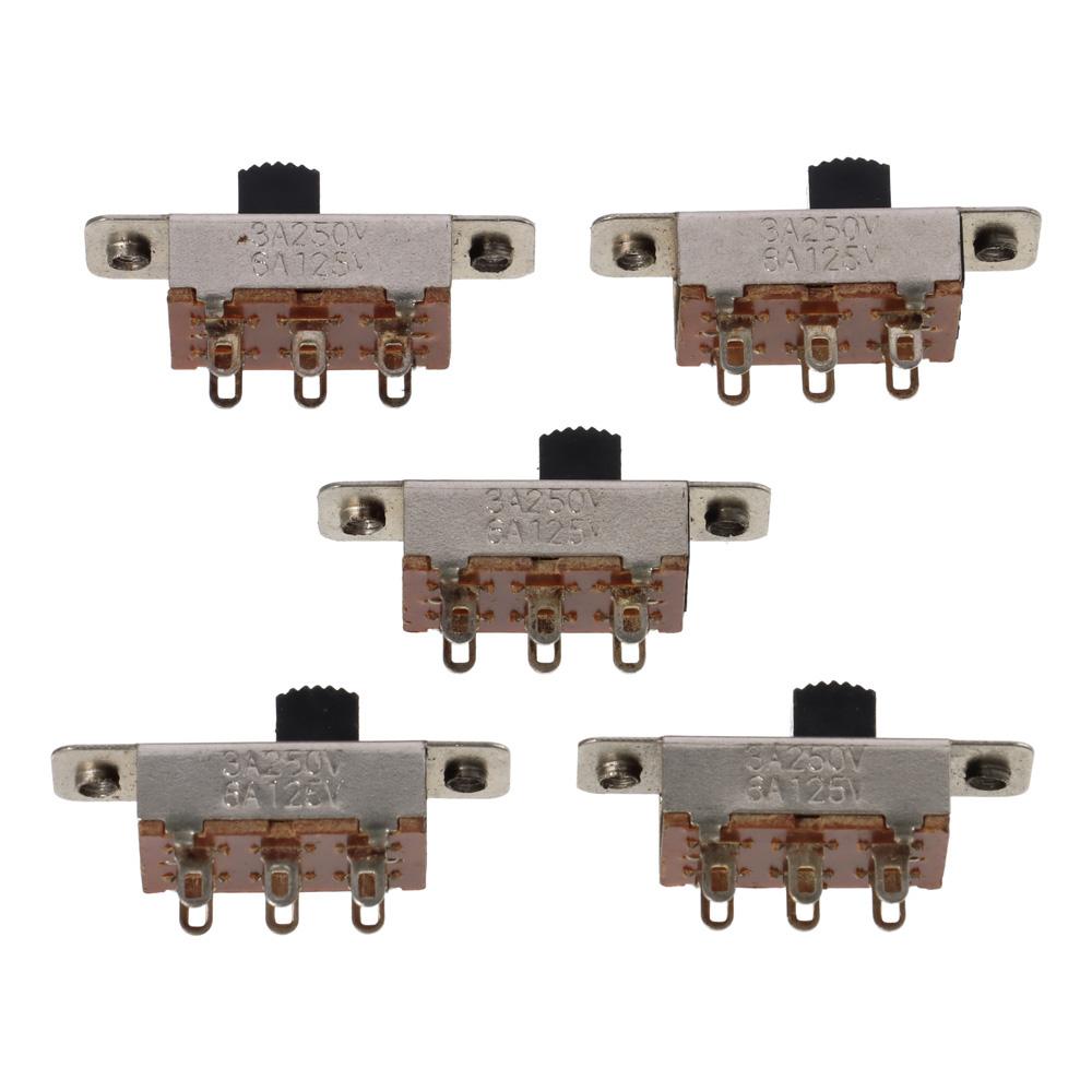

5pcs 6 Pin 3 Position Micro Mini Toggle Switch Panel Mount 6A/125V 3A/250V AC Slide Switches SS-23F19G5 5mm Vertical Latching бежевий