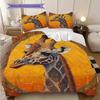 Grassland Giraffe Pattern Bedding Quilt Set Quilt Cover Pillowcase Home Decoration Birthday Gift (1 * Duvet Cover + 2 * Pillowcase, Without Core)