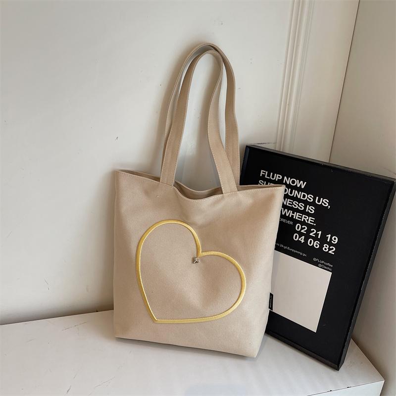 Love Canvas Bag Women's Large Capacity Tote Bag Commuter Underarm Bag