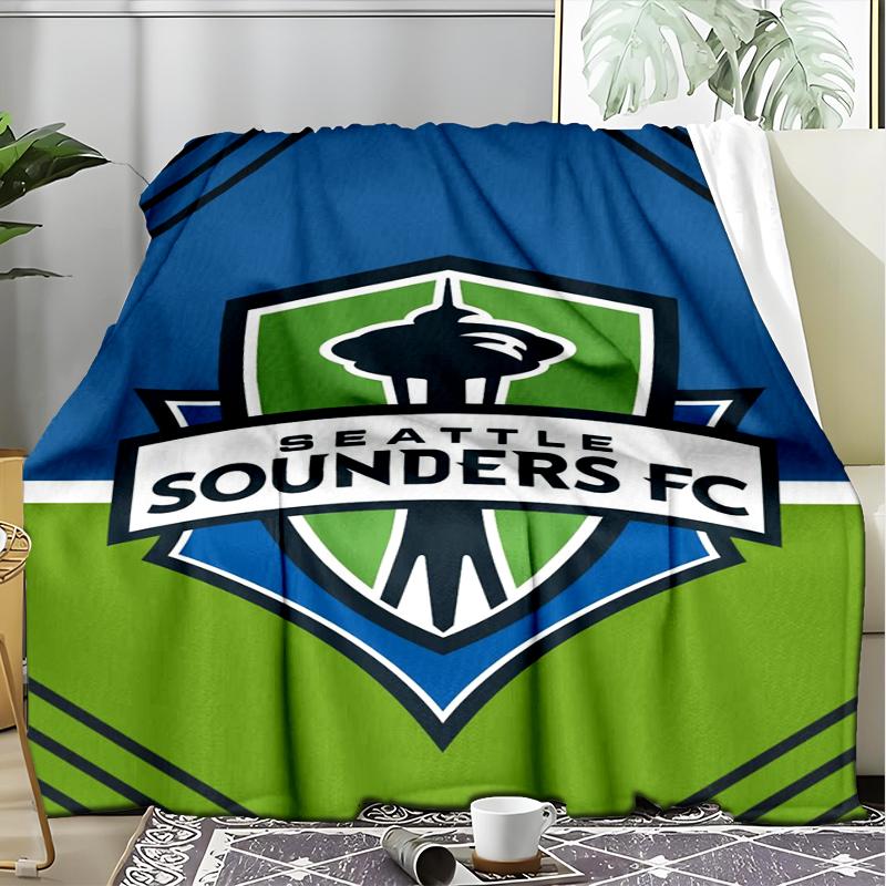 1PC Seattle Sounders FC Printed Soft Flannel Blanket Throw for Adult Bedroom Living Room Sofa Camping Travel Fan Gifts Christmas Gifts