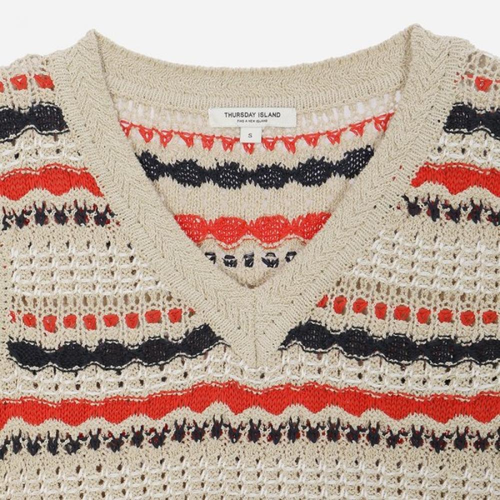 Thursday Island V Neck Color Block Knit Vest t262mVt139w