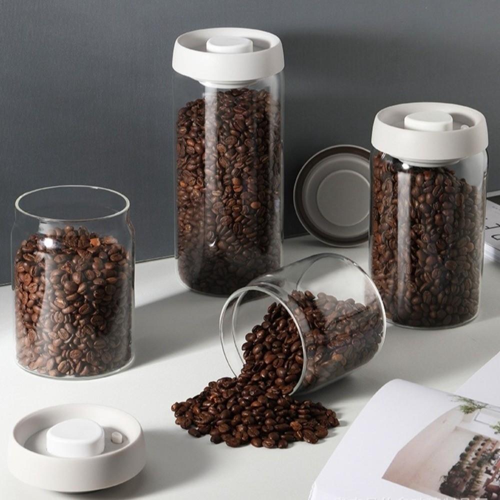 Manuelle Kaffeebohnen-Aufbewahrungsglas Drucktyp Glas-Kaffeebehälter Vakuumversiegeltes Glas Küchenaufbewahrung