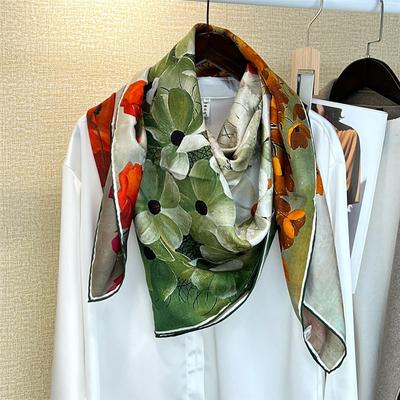 106*106cm 100% Mulberry Silk High-grade Double Sided Square Scarf Shawl Neckerchief