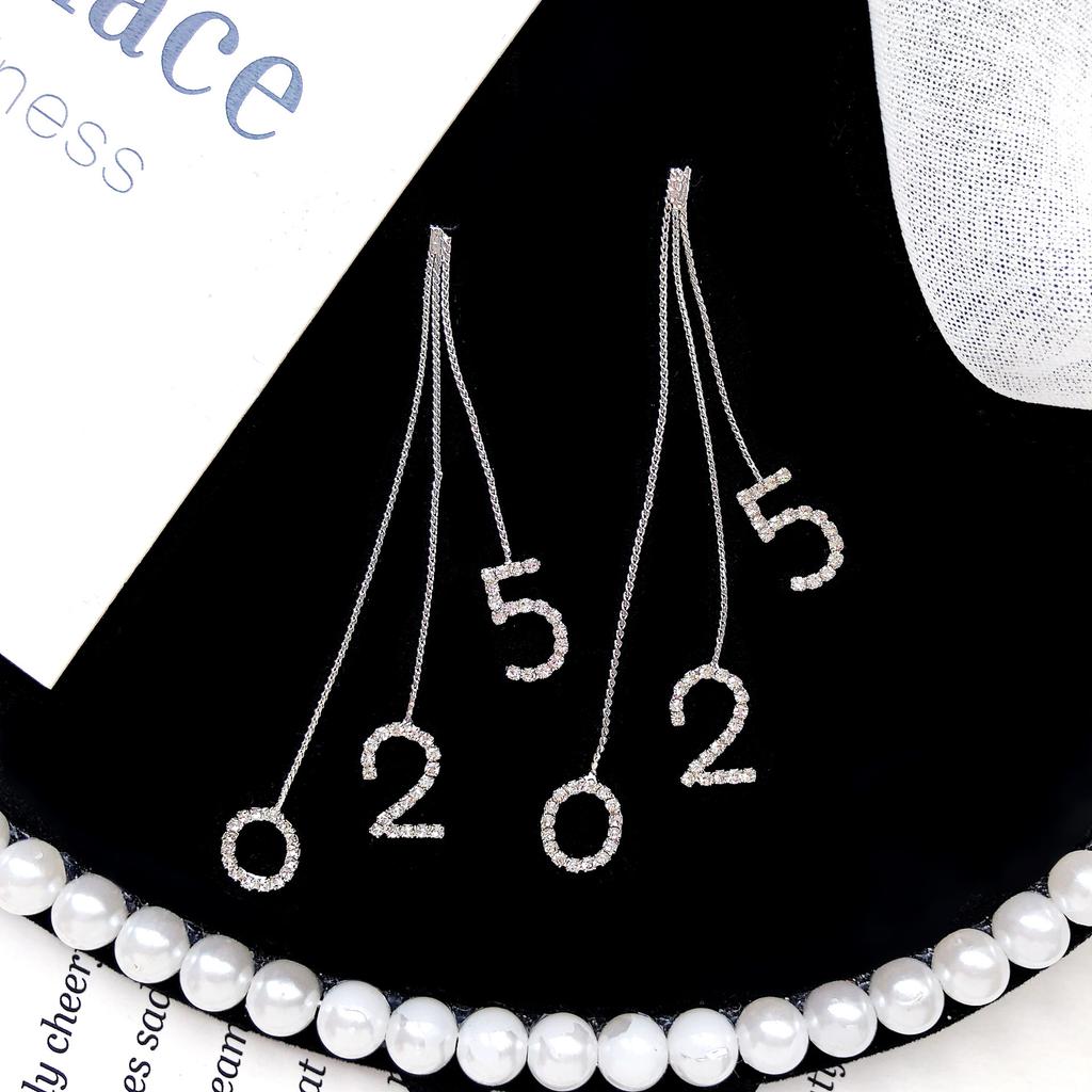 Tassel Earrings Diamond Butterfly Flower Pearl Stud Earrings Temperament Fashion Long Thin Earrings
