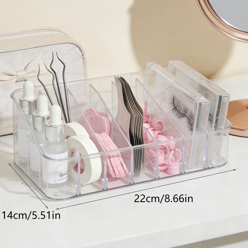 Eyelash Storage Box Adjustable Dividers Desktop Cosmetics Organization Tool Acrylic Transparent Case Holder For Makeup Supplies