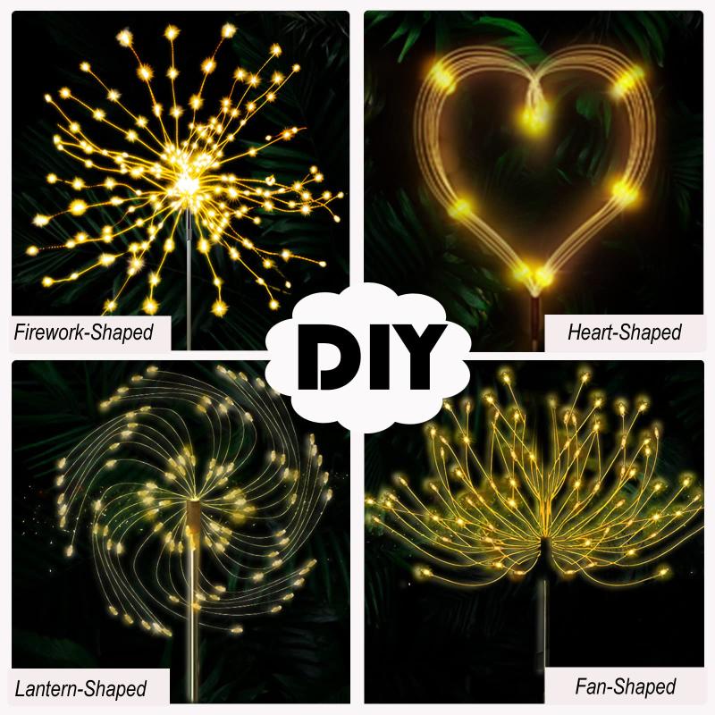 Solar Fireworks Outdoor Courtyard Lights Waterproof Taraxacum Lights Garden Festival Decorative Color Lights Ground Inserted Lawn Lights