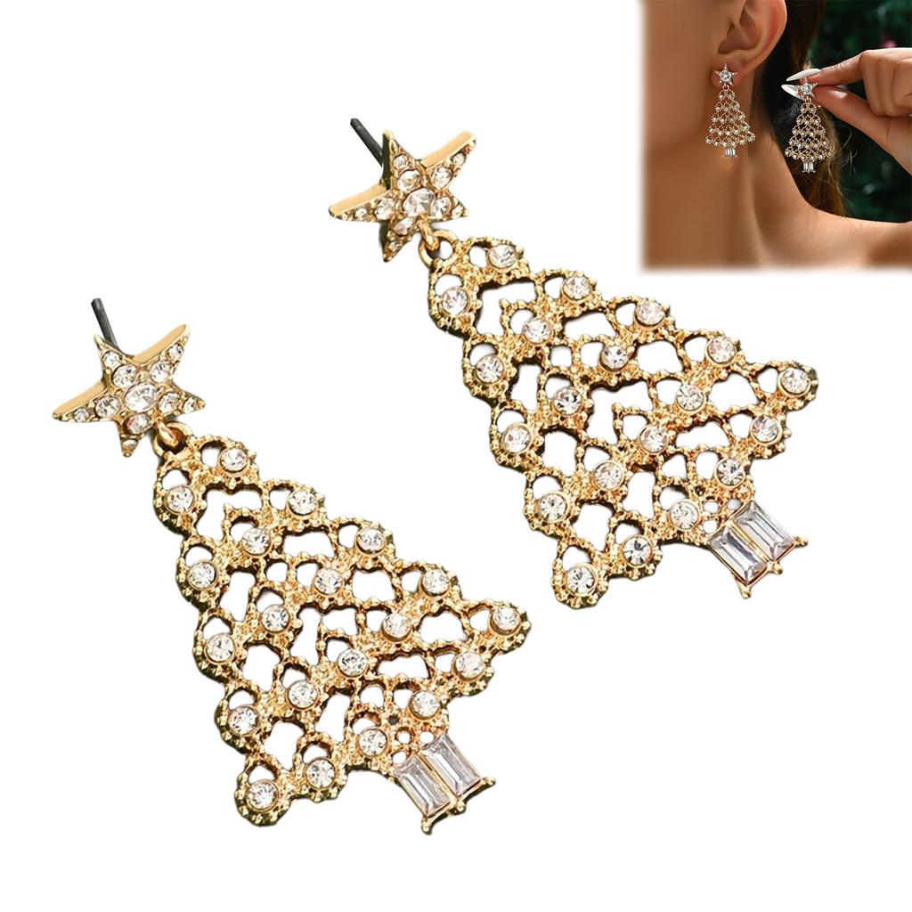Christmas Tree Earrings for Women Geometric Design Festive Jewelry Gift for Holiday Party Daily Wear