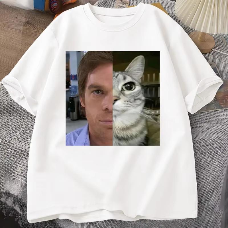 Dexter Morgan Kočičí trička Vtipné tričko s krátkým rukávem a kulatým výstřihem Unisex Streetwear Dámské oblečení Harajuku Potištěné tričko Topy