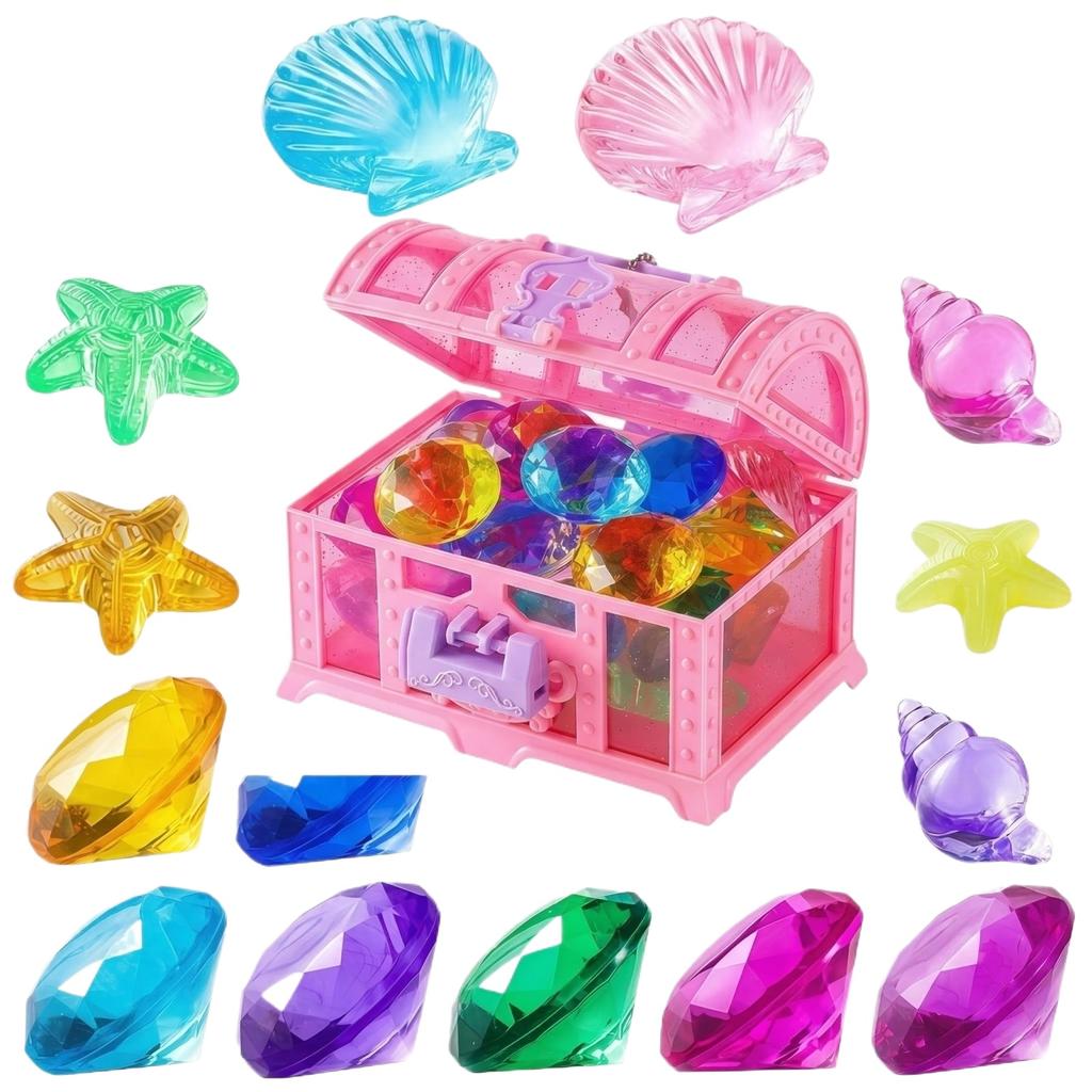 Children's Diving Toy Summer Glowing Mermaid Treasure Chest Swimming Pool Underwater Treasure  Game Set
