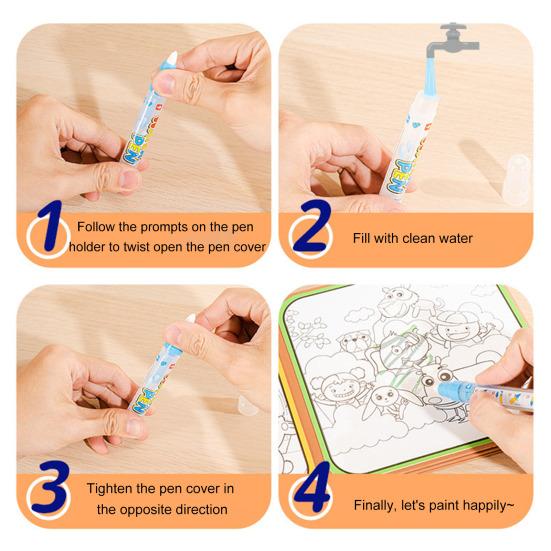 Magic Water Coloring Book for Toddlers Pocket Folding Cartoon Watercolor Drawing Painting Book Educational Art Crafts for Kids