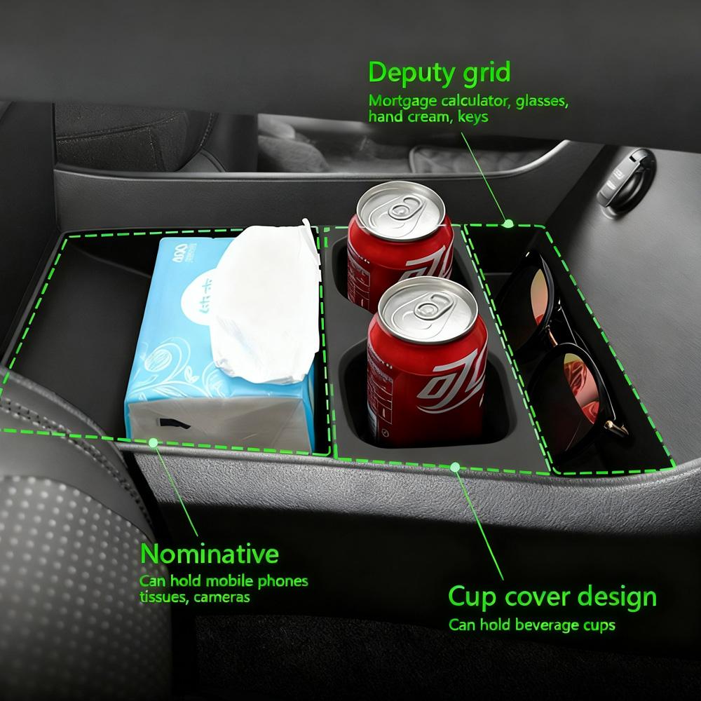 Center Console Lower Organizer Tray For Hyundai Santa Fe 2025 2025 2026 TPE Interior Insert Black Car Cup Holder Car Accessories