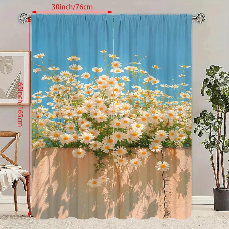 

2PCS- Dandelion Flower - HD Printed Curtain - Polyester - Suitable for bedroom living room study (customizable) 100*130 HOOK 1pcs