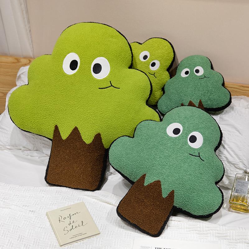 35/53/70cm Green Trees Plush Pillow Two Black Eyes Plant Chair Sofa Decor Seat Cushion Kids Gift Room Decor