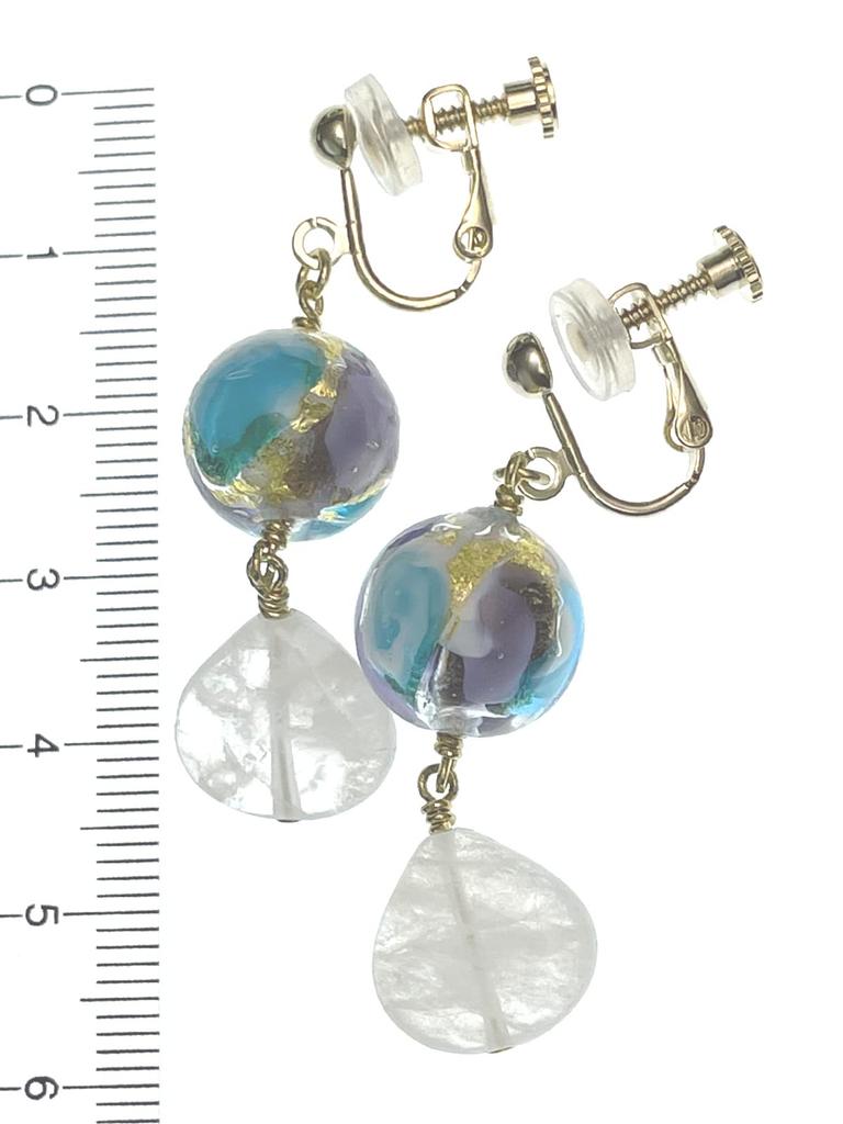 Venetian Glass 2 Colors Blue Gold Foil Agate Geode Crystal Earrings Natural Stone Power Stone 1 Pair A1071 [Cherry]