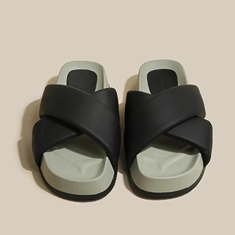 New cross-strapped platform bread slippers women's summer wear open-toed cool slippers non-slip beach shoes